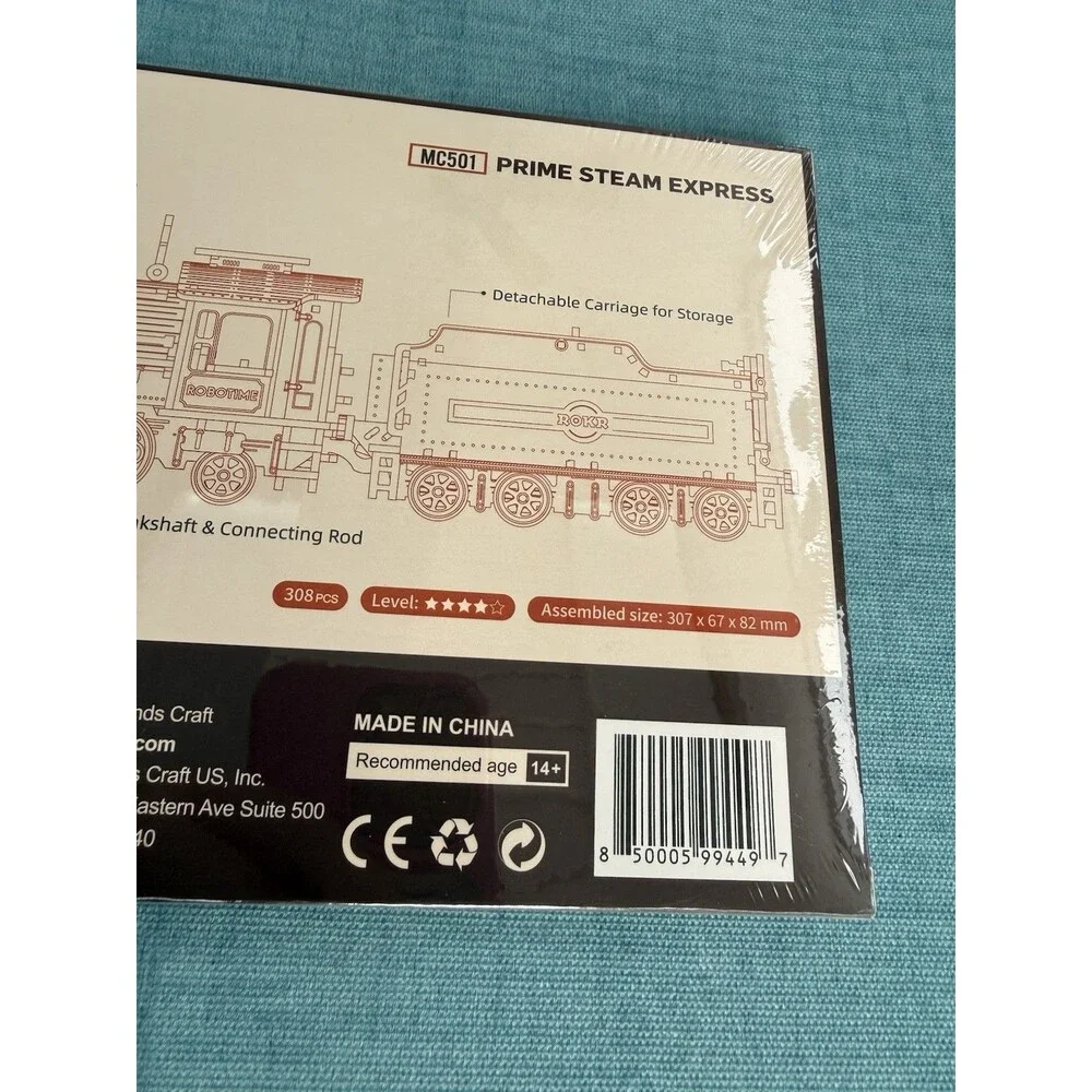 Rokr 3D Wooden Puzzle 1860s Prime Steam Express Train New/Sealed 1:80 Scale